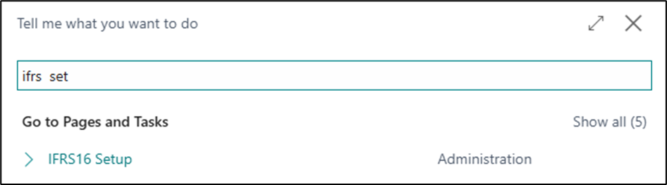 Search IFRS16 Setup