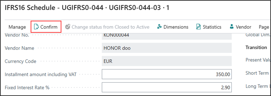 Confirm Schedule
