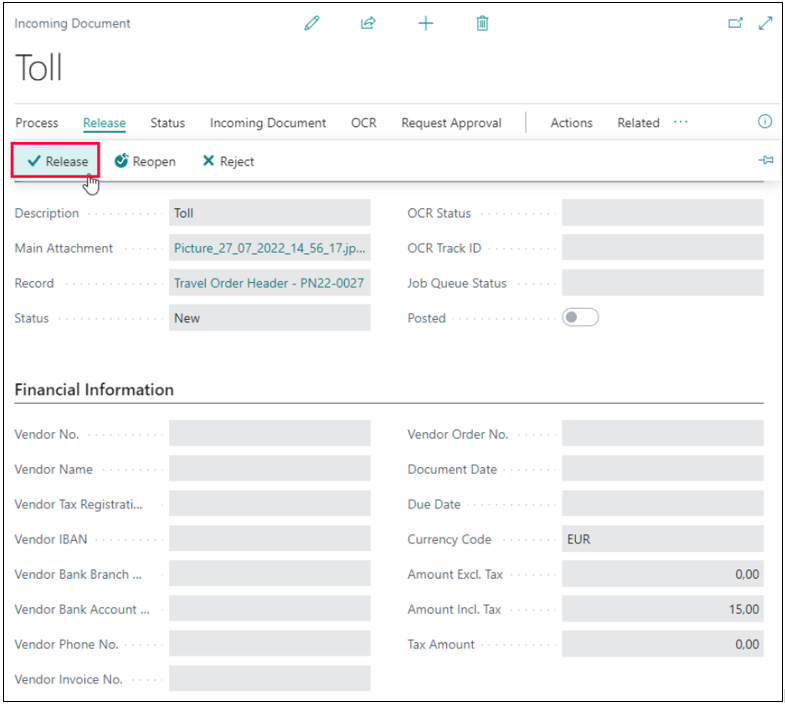 Incoming Document Entry